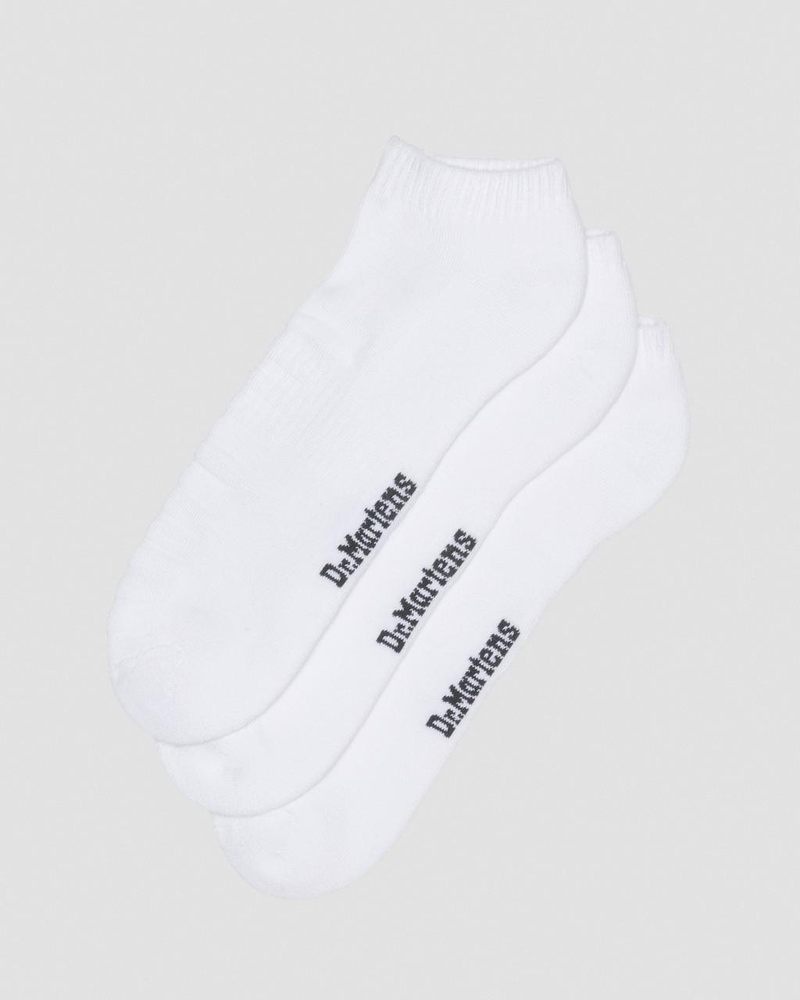 White Dr Martens Double Doc Organic Cotton Blend Short 3-Pack Socks (Cotton Blend) Socks | AS80-D6MT