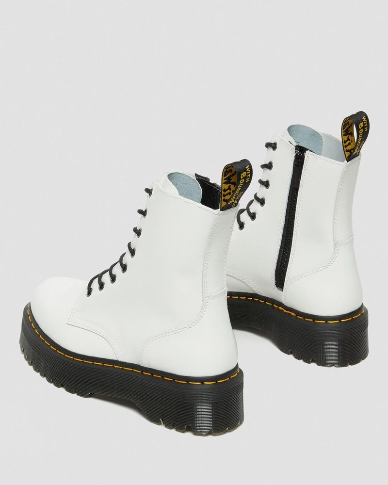 White Dr Martens Jadon Boot Smooth Leather Platforms (Polished Smooth) Platforms Boots | MD79-V2XQ