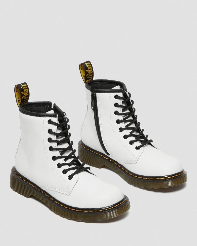 White Dr Martens Junior 1460 Leather Lace Up Boots (Romario) Boots | PF14-I5ZV