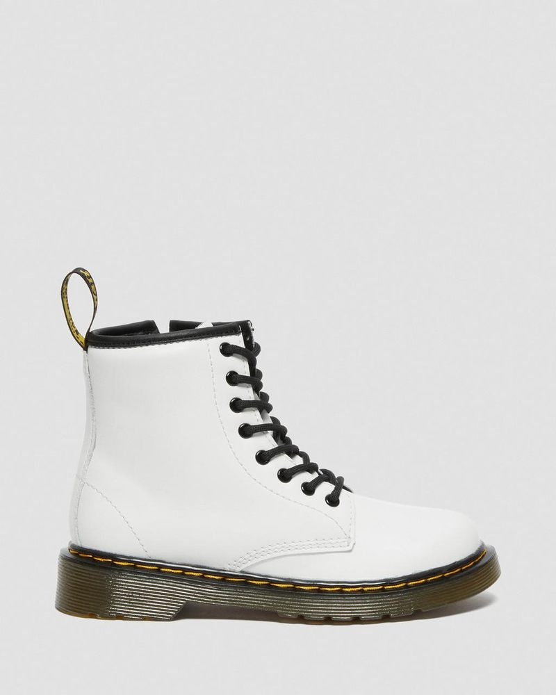 White Dr Martens Junior 1460 Leather Lace Up Boots (Romario) Boots | PF14-I5ZV