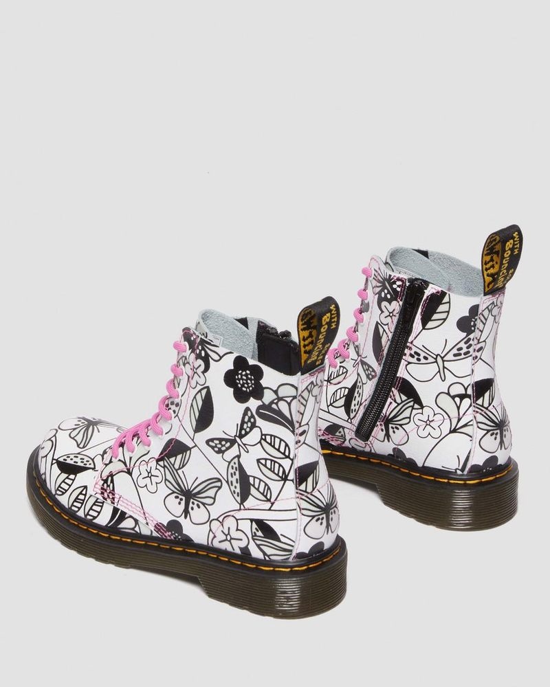 White Dr Martens Junior 1460 Meadow Print Leather Lace Up Boots Boots | LI33-F6HL