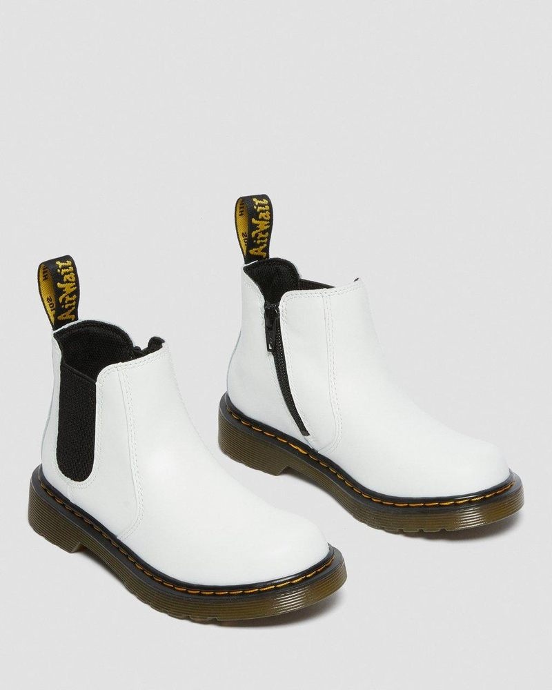 White Dr Martens Junior 2976 Leather Chelsea Boots (Romario) Shoes | WM23-J1NI