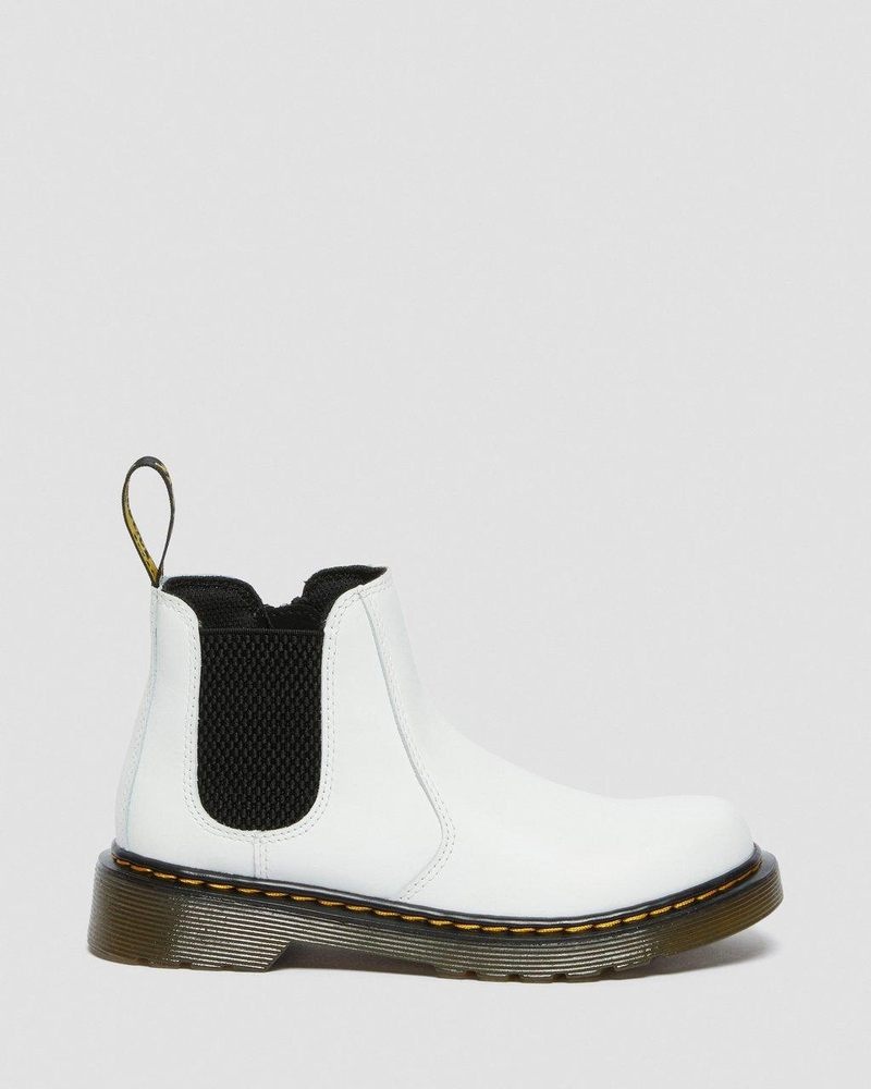 White Dr Martens Junior 2976 Leather Chelsea Boots (Romario) Shoes | WM23-J1NI