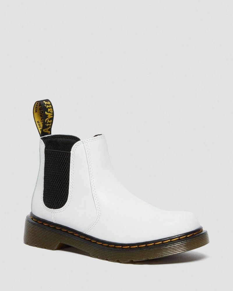 White Dr Martens Junior 2976 Leather Chelsea Boots (Romario) Shoes | WM23-J1NI