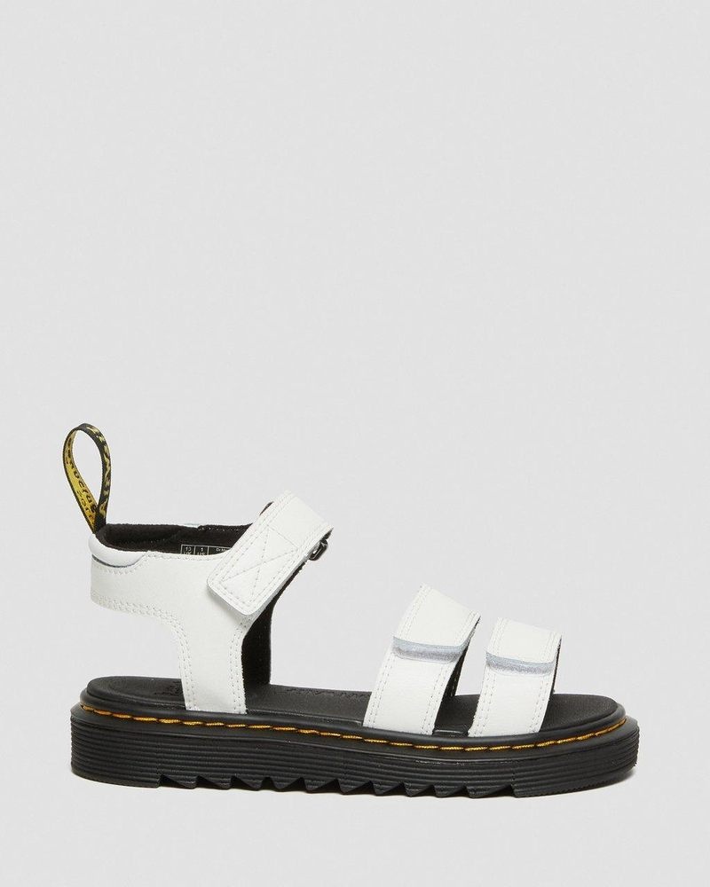 White Dr Martens Junior Klaire Leather Strap Sandals (T Lamper) Sandals | SH51-Y6MV