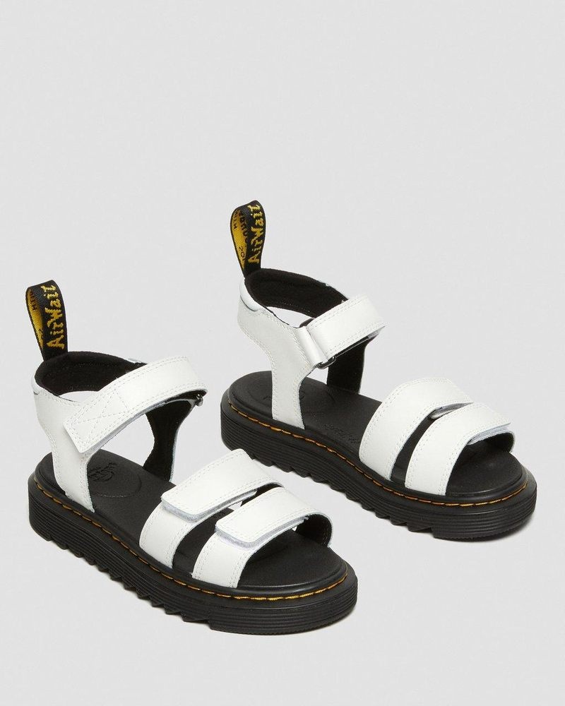 White Dr Martens Junior Klaire Leather Strap Sandals (T Lamper) Sandals | SH51-Y6MV