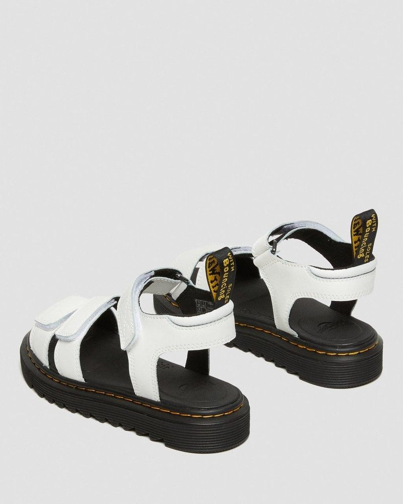 White Dr Martens Junior Klaire Leather Strap Sandals (T Lamper) Sandals | SH51-Y6MV