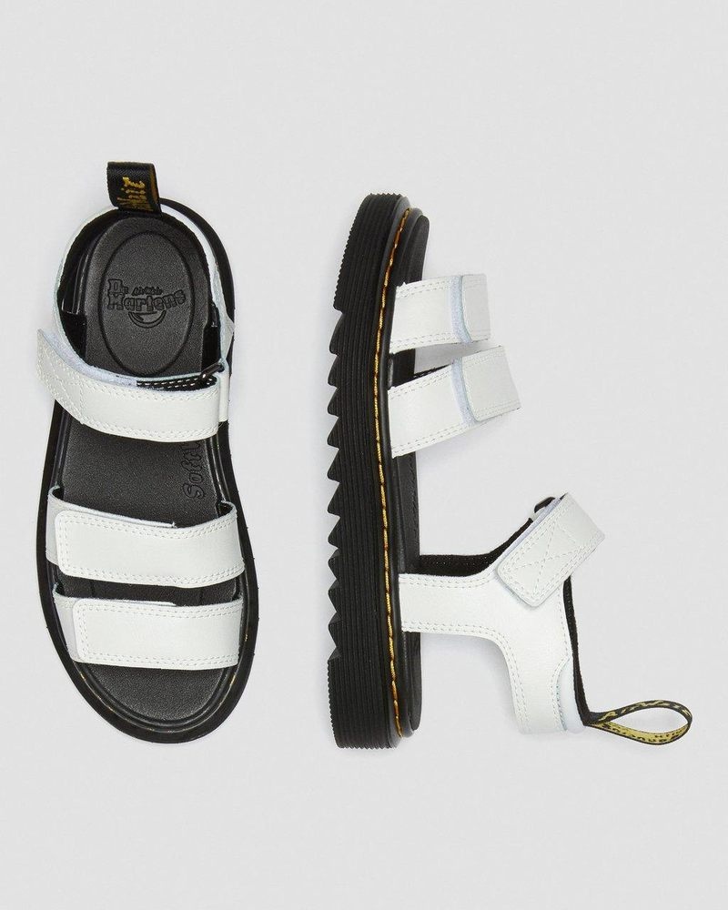 White Dr Martens Junior Klaire Leather Strap Sandals (T Lamper) Sandals | SH51-Y6MV