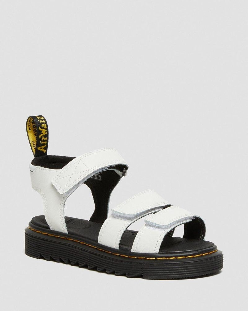 White Dr Martens Junior Klaire Leather Strap Sandals (T Lamper) Sandals | SH51-Y6MV