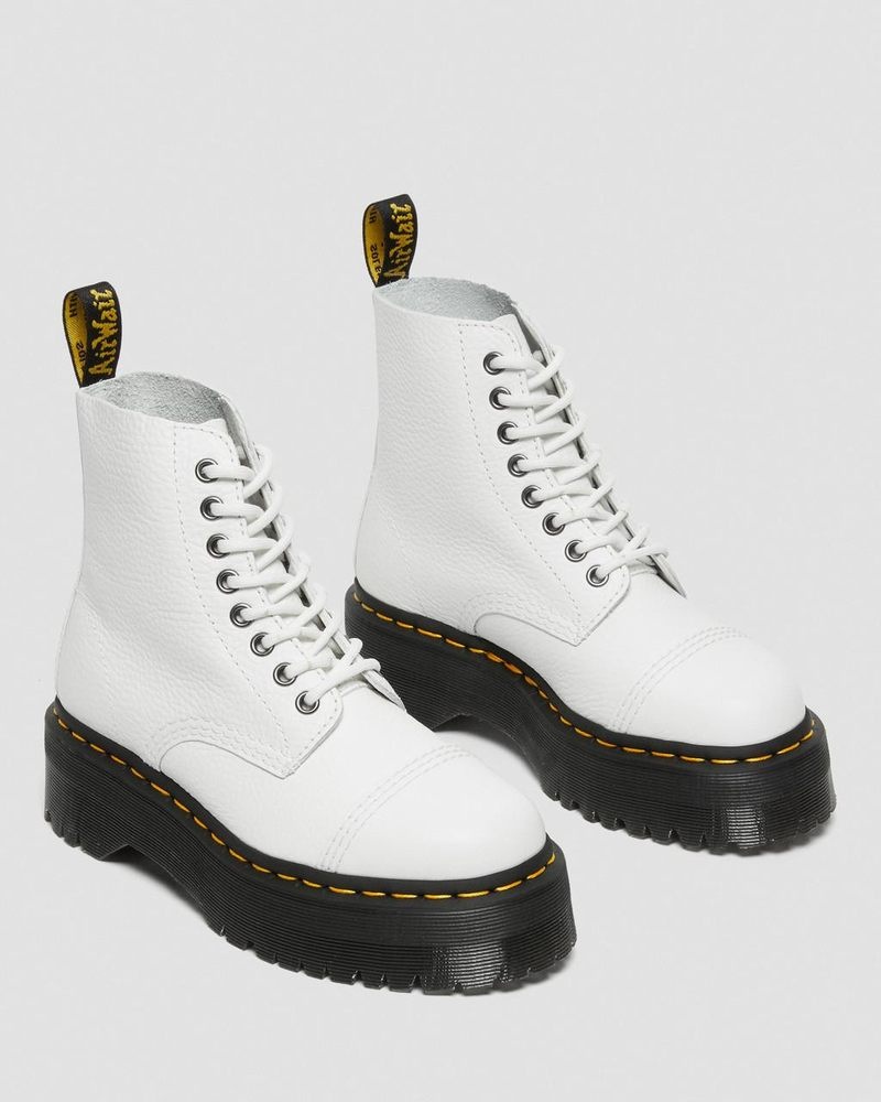 White Dr Martens Sinclair Milled Nappa Leather Platform Boots (Milled Nappa) Platforms Boots | ZU42-J0CW