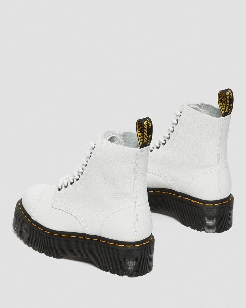 White Dr Martens Sinclair Milled Nappa Leather Platform Boots (Milled Nappa) Platforms Boots | ZU42-J0CW