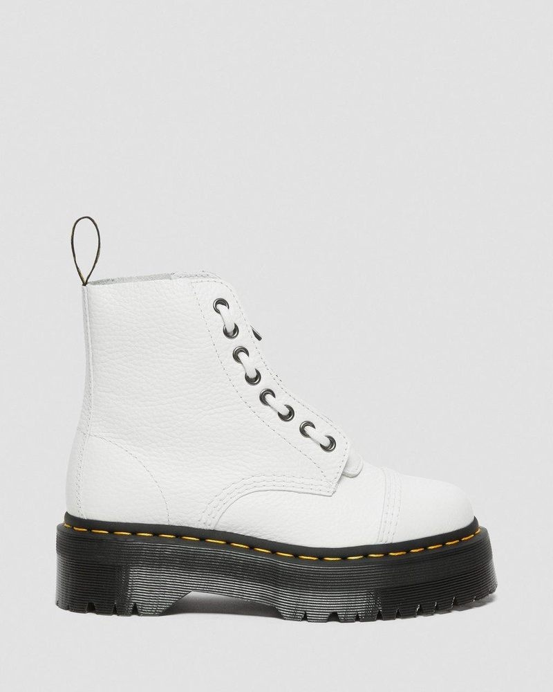 White Dr Martens Sinclair Milled Nappa Leather Platform Boots (Milled Nappa) Platforms Boots | ZU42-J0CW