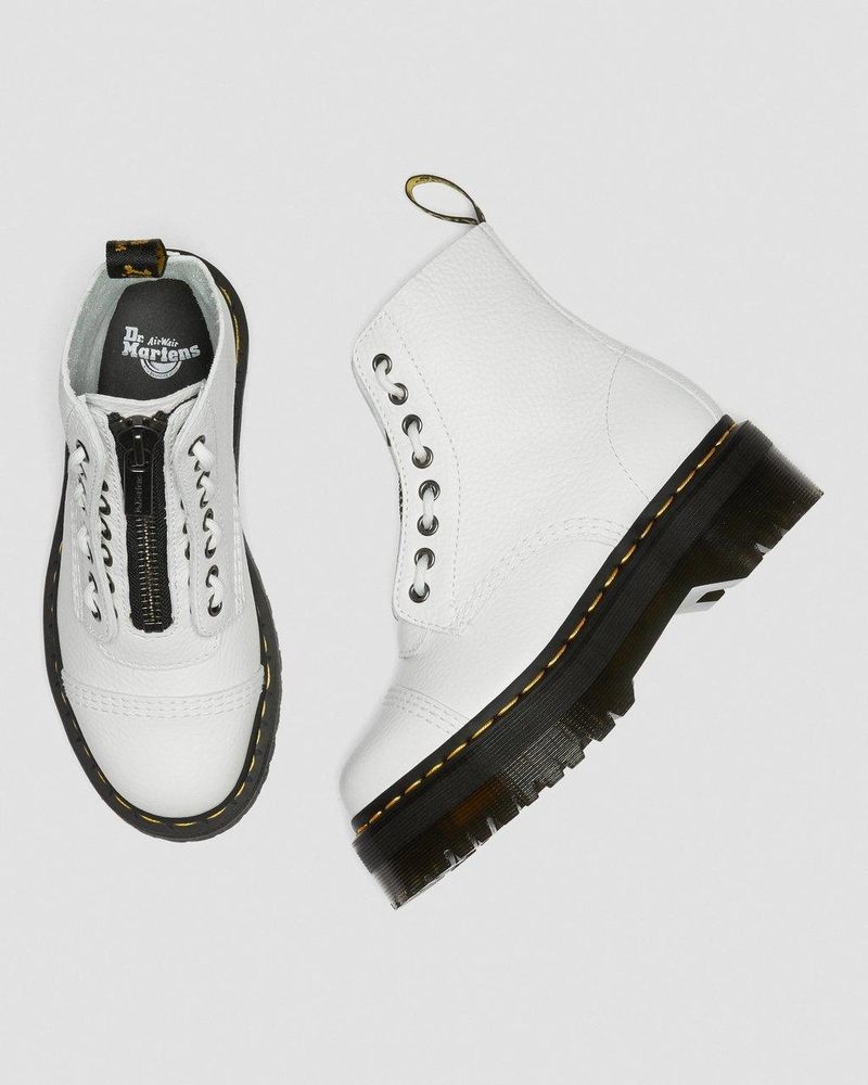 White Dr Martens Sinclair Milled Nappa Leather Platform Boots (Milled Nappa) Platforms Boots | ZU42-J0CW