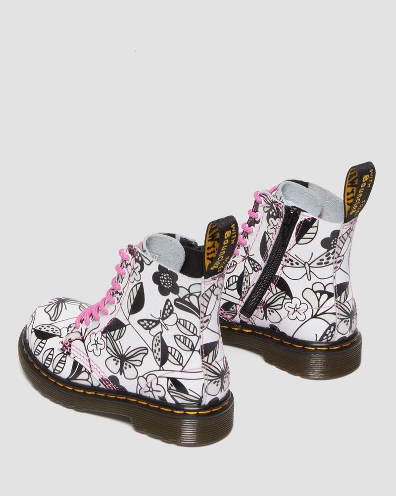 White Dr Martens Toddler 1460 Meadow Print Leather Lace Up Boots Boots | FZ14-Z3XX