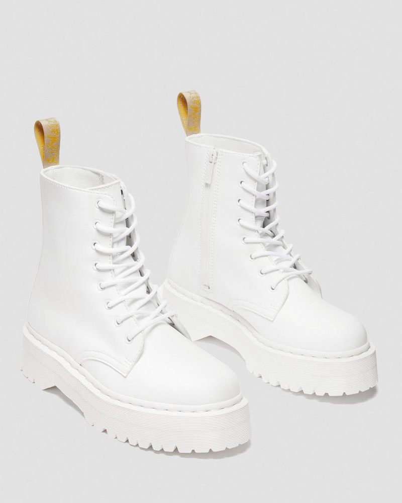 White Dr Martens Vegan Jadon II Boot Kemble Mono Platforms (Kemble) Platforms Boots | LC88-D2HT