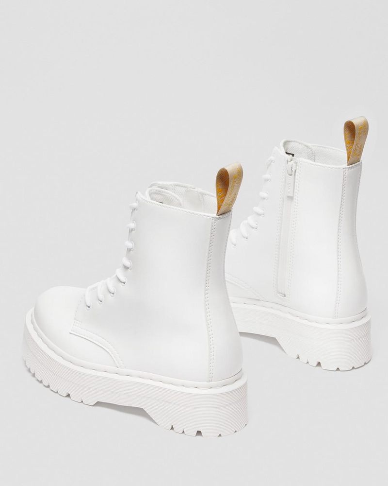 White Dr Martens Vegan Jadon II Boot Kemble Mono Platforms (Kemble) Platforms Boots | LC88-D2HT