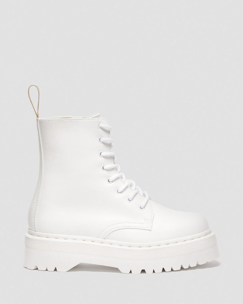 White Dr Martens Vegan Jadon II Boot Kemble Mono Platforms (Kemble) Platforms Boots | LC88-D2HT