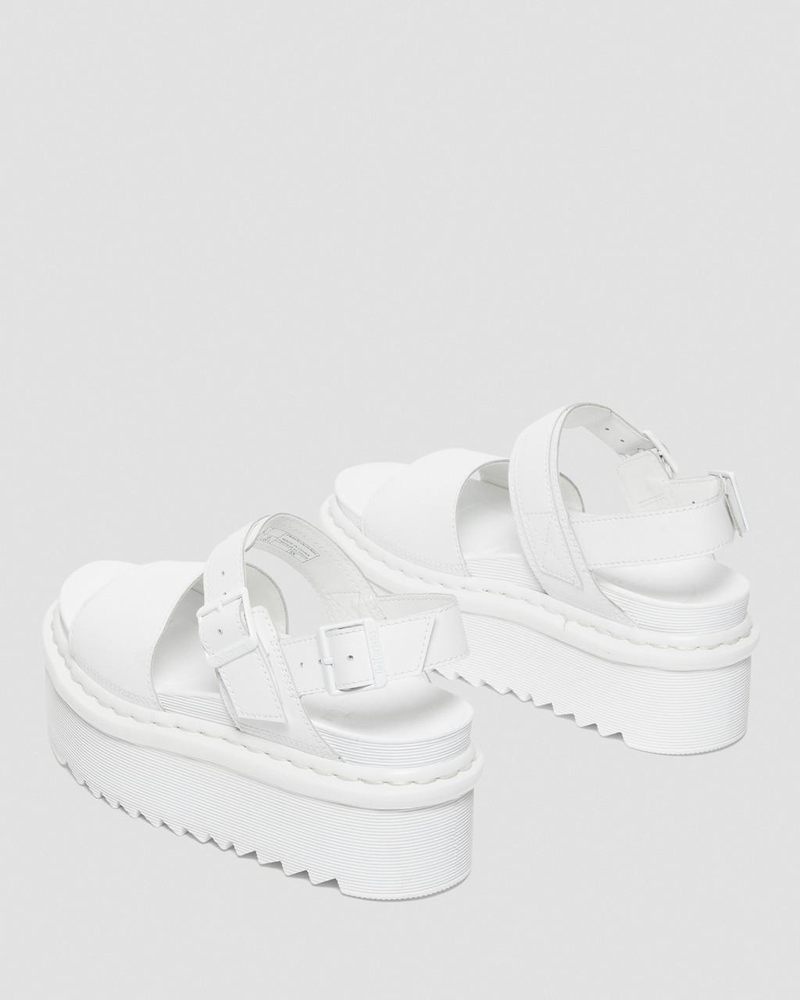 White Dr Martens Voss Mono Leather Platform Strap Sandals (Hydro Leather) Platforms Sandals | FN64-X5LF