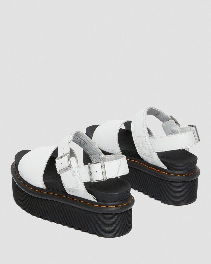 White Dr Martens Voss - Leather Strap Platform Sandals (Hydro Leather) Platforms Sandals | SU16-Y7EB