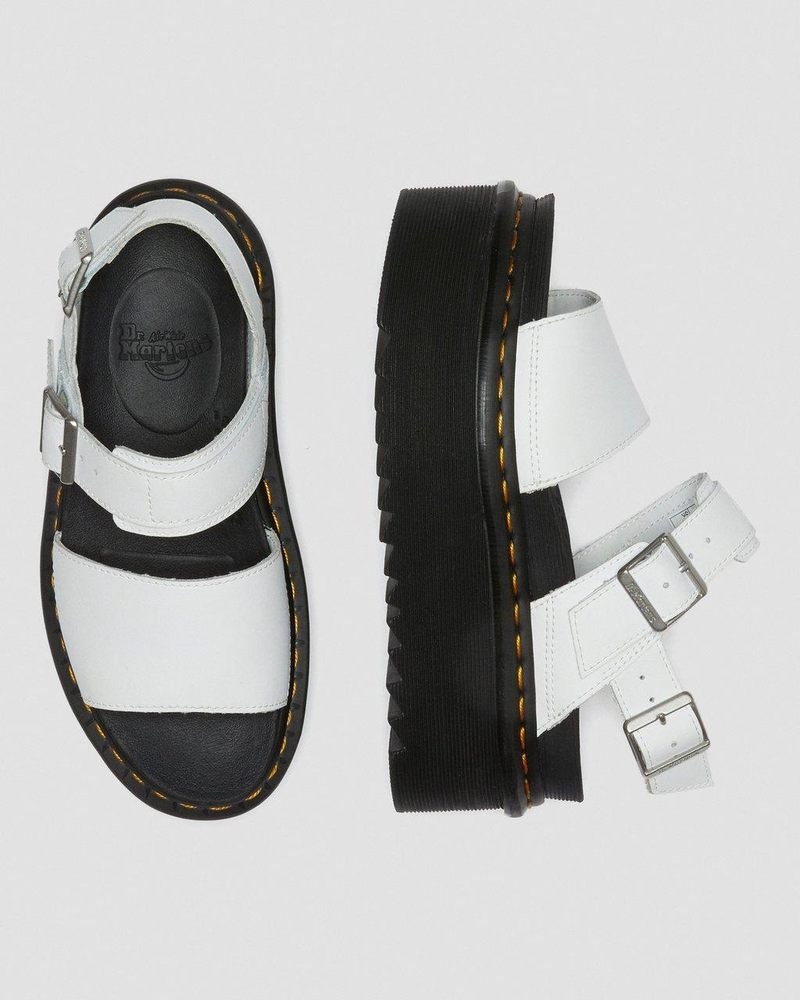 White Dr Martens Voss - Leather Strap Platform Sandals (Hydro Leather) Platforms Sandals | SU16-Y7EB