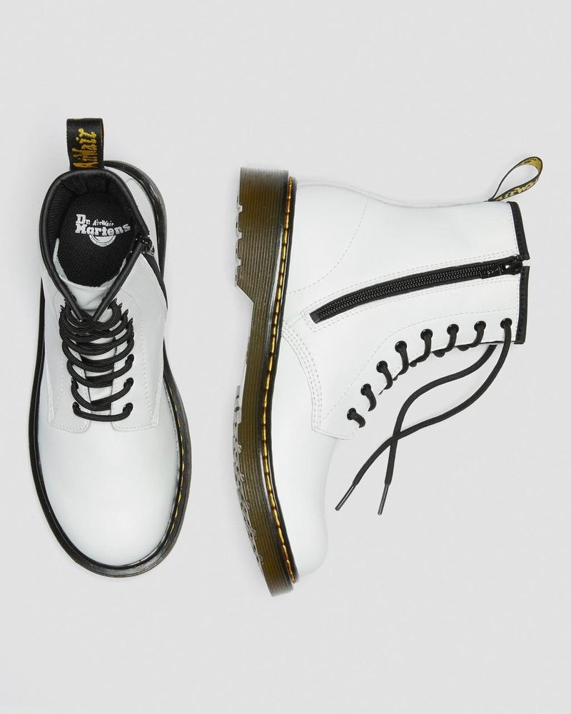 White Dr Martens Youth 1460 Leather Lace Up Boots (Romario) Boots | ZI39-L1PR