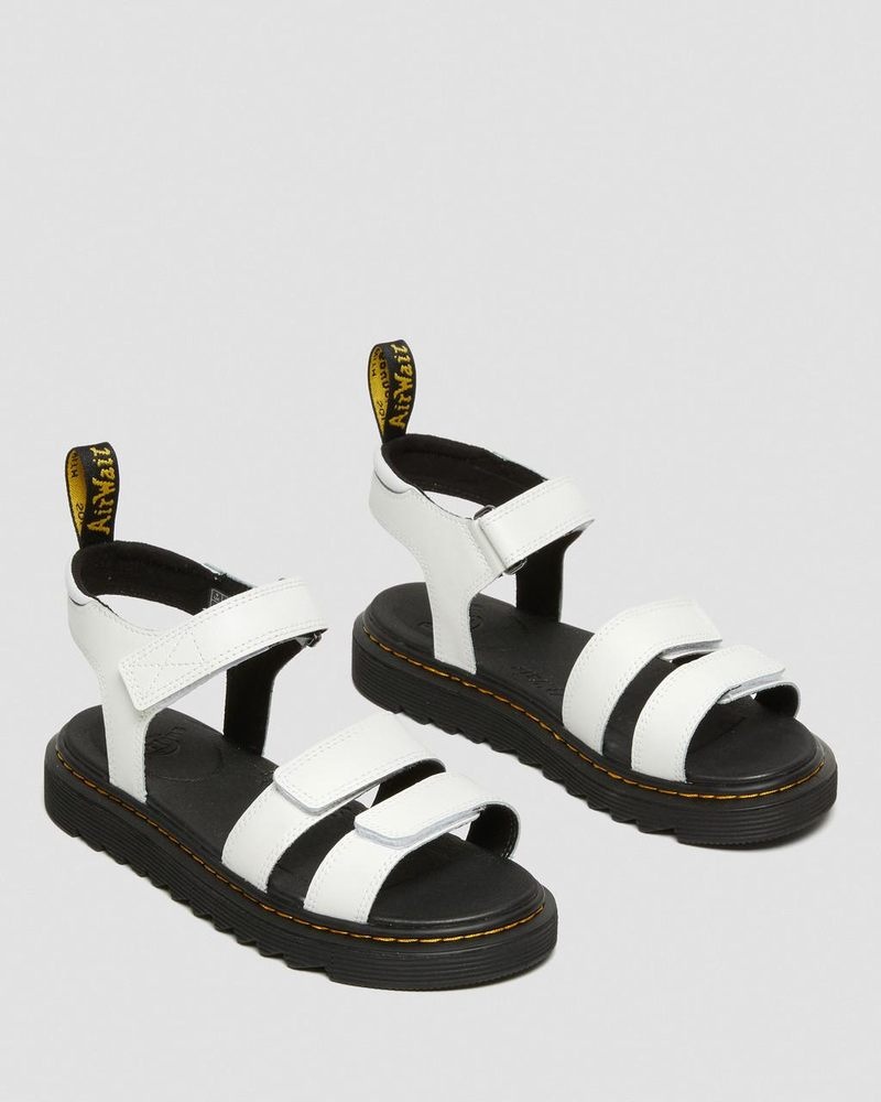 White Dr Martens Youth Klaire Leather Strap Sandals (T Lamper) Sandals | TX06-E1VQ