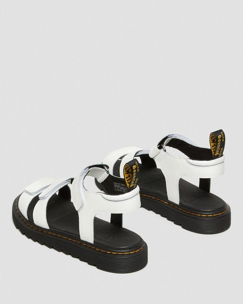 White Dr Martens Youth Klaire Leather Strap Sandals (T Lamper) Sandals | TX06-E1VQ