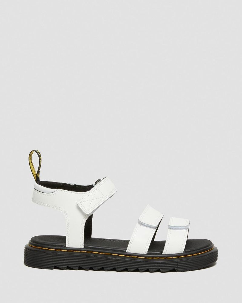 White Dr Martens Youth Klaire Leather Strap Sandals (T Lamper) Sandals | TX06-E1VQ