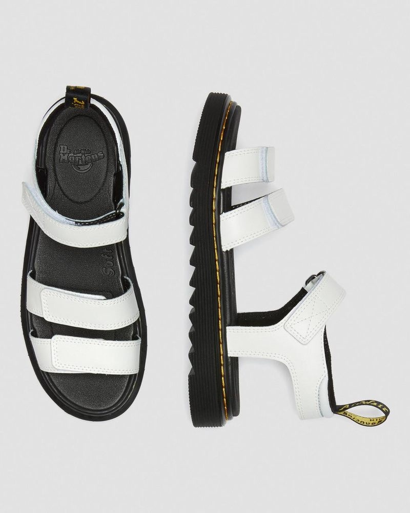 White Dr Martens Youth Klaire Leather Strap Sandals (T Lamper) Sandals | TX06-E1VQ