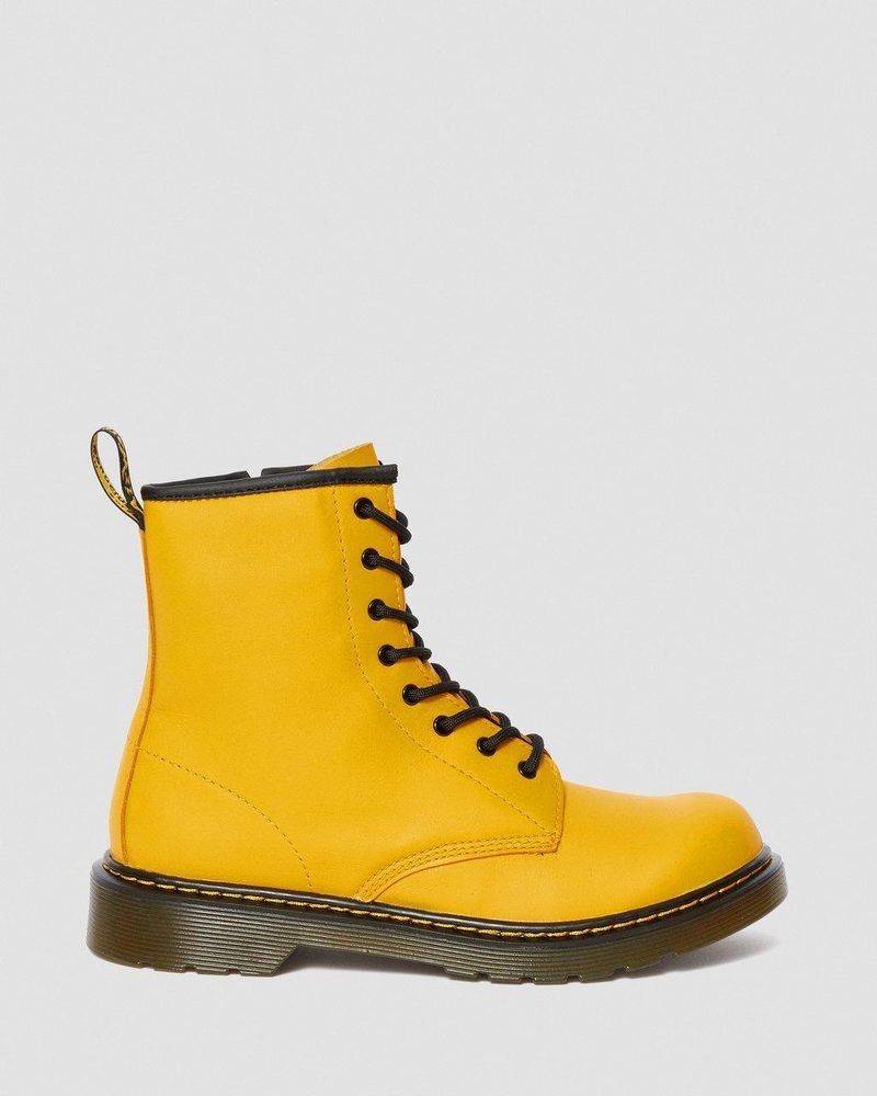 Yellow Dr Martens Youth 1460 Leather Lace Up Boots (Romario) Boots | OI69-Y9VF