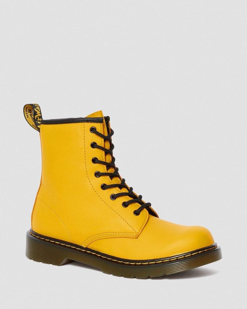 Yellow Dr Martens Youth 1460 Leather Lace Up Boots (Romario) Boots | OI69-Y9VF