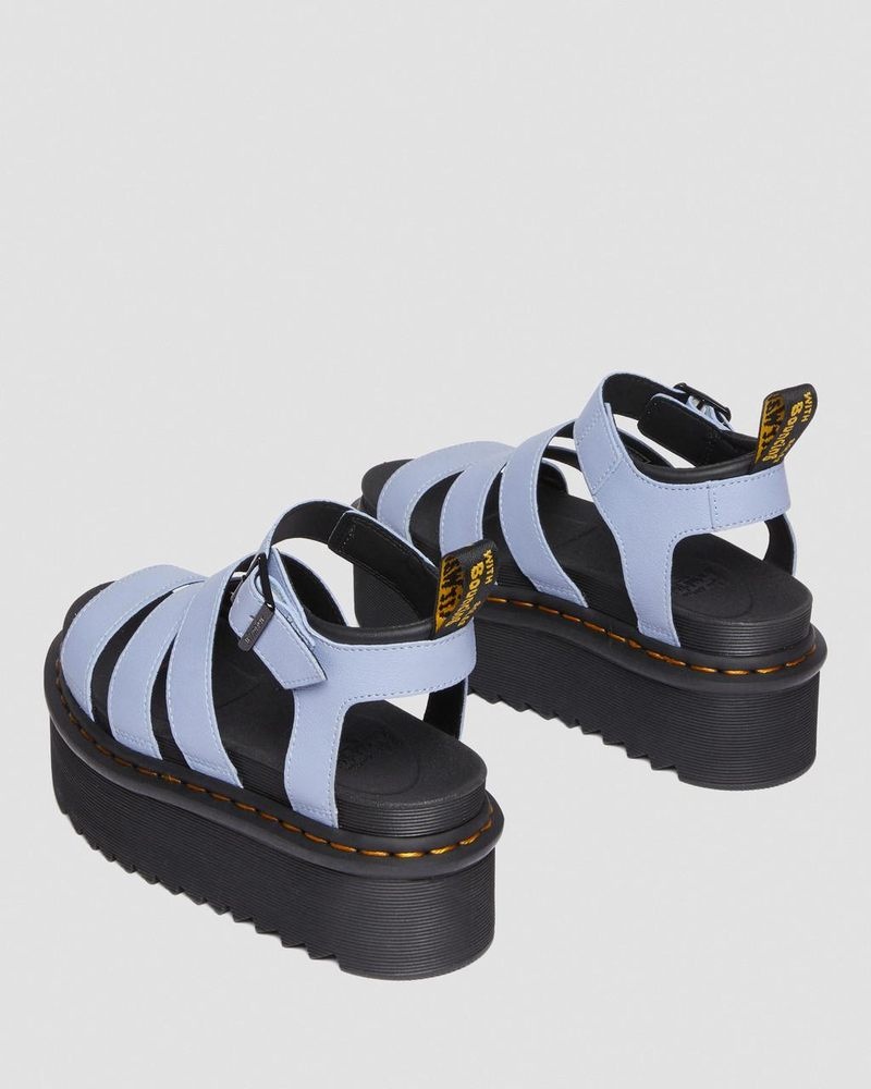 Zen Blue Dr Martens Blaire Pisa Leather Platform Strap Sandals (Pisa) Platforms Sandals | QB28-H0GW