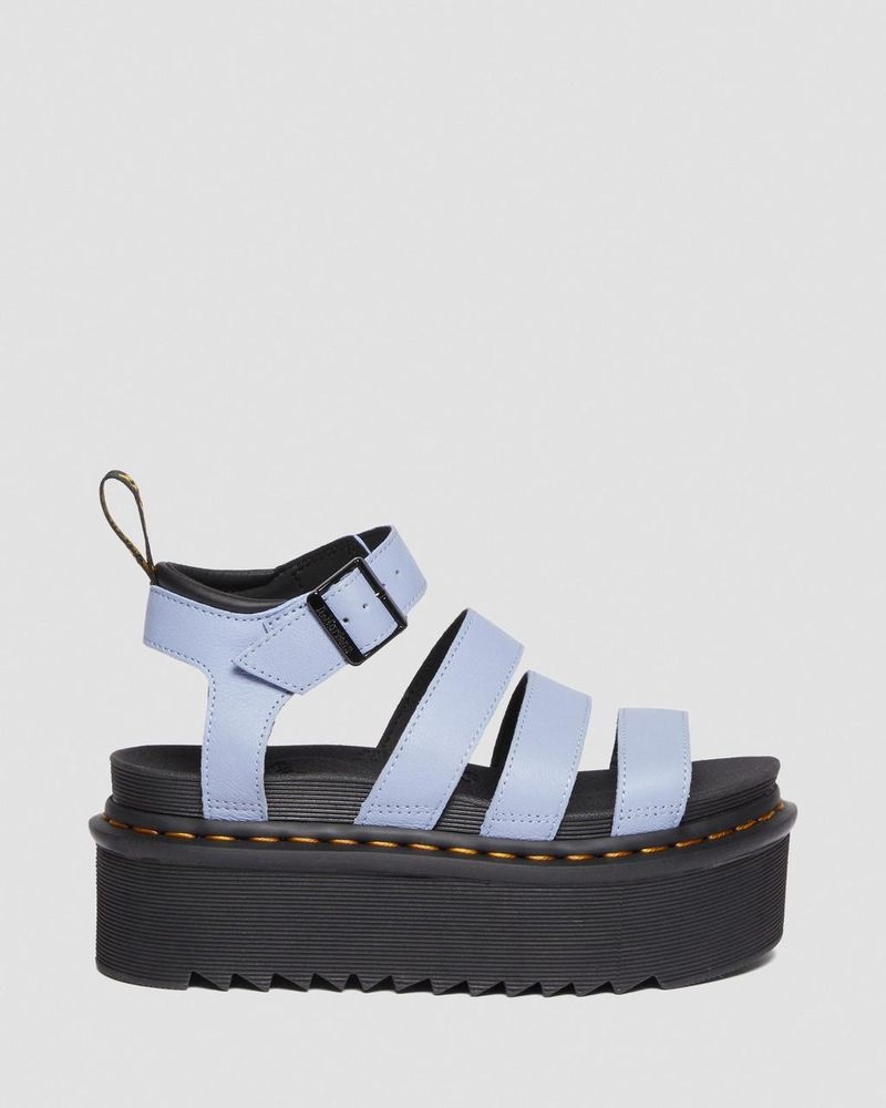 Zen Blue Dr Martens Blaire Pisa Leather Platform Strap Sandals (Pisa) Platforms Sandals | QB28-H0GW