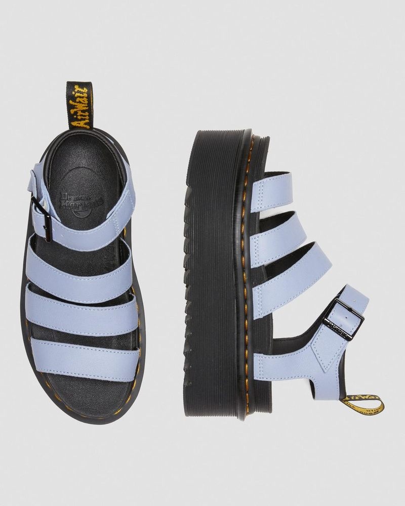 Zen Blue Dr Martens Blaire Pisa Leather Platform Strap Sandals (Pisa) Platforms Sandals | QB28-H0GW