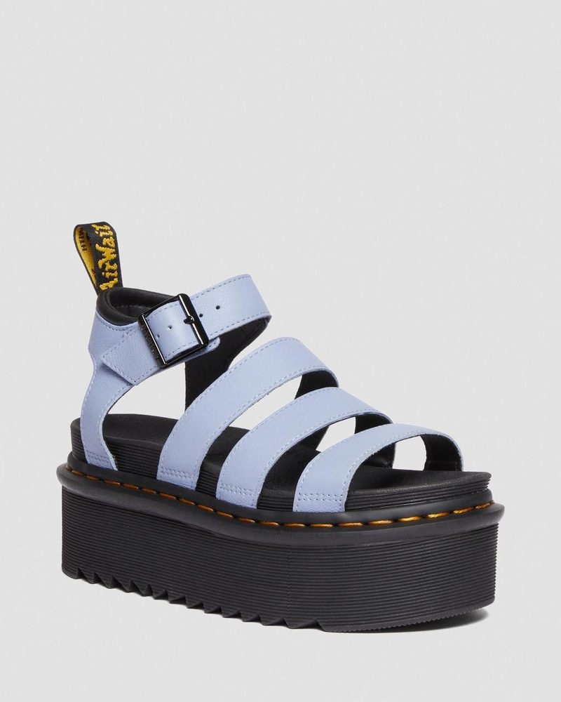 Zen Blue Dr Martens Blaire Pisa Leather Platform Strap Sandals (Pisa) Platforms Sandals | QB28-H0GW